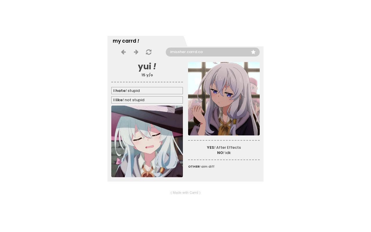 Carrd profile picture for @imissher
